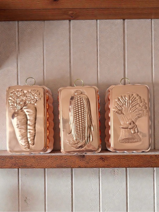 Vintage Other - Vintage Copper Loaf Mold Pans - Carrot, Wheat, Corn